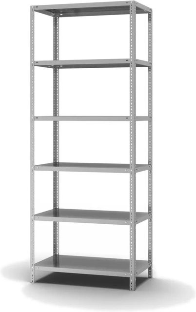 PROREGAL Edelstahlregal mit Schraubsystem in Silber, 6 Ebenen, H x B x T: 250 x 100 x 50 cm - Bild 1