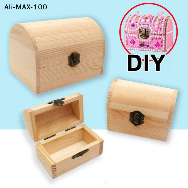 AyS Schmuck-Aufbewahrungsbox aus Kiefernholz in Braun mit Scharnier und schlichtem Design - Bild 1