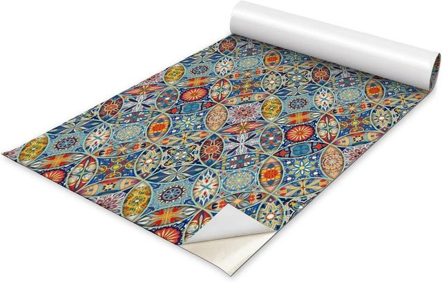 Tulup Möbelfolie Farbenfrohes Mosaik in Blau und Multicolour, matt, Breite: 65 cm, Höhe: 130 cm - Bild 1