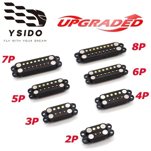 YSIDO Magnetischer Pogo-Pin-Stecker, Federbelasteter DC-Stecker (männlich/weiblich), Schwarz - Bild 1