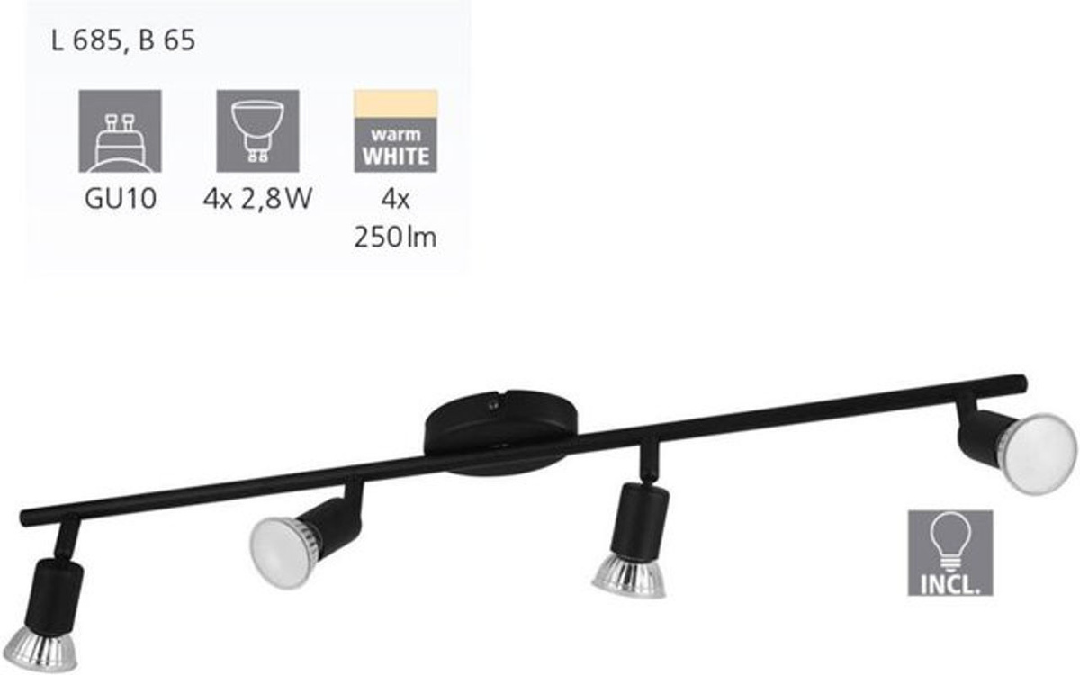 Eglo Buzz 4er LED Deckenspot Schwarz Modern aus Metall mit GU10 Fassung - Bild 1