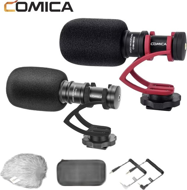 Comica CVM-VM10II Professionelles Shotgun-Mikrofon in Schwarz für iPhone, DSLR-Kameras und Android-Smartphones mit Stoßdämpferhalterung - Bild 1