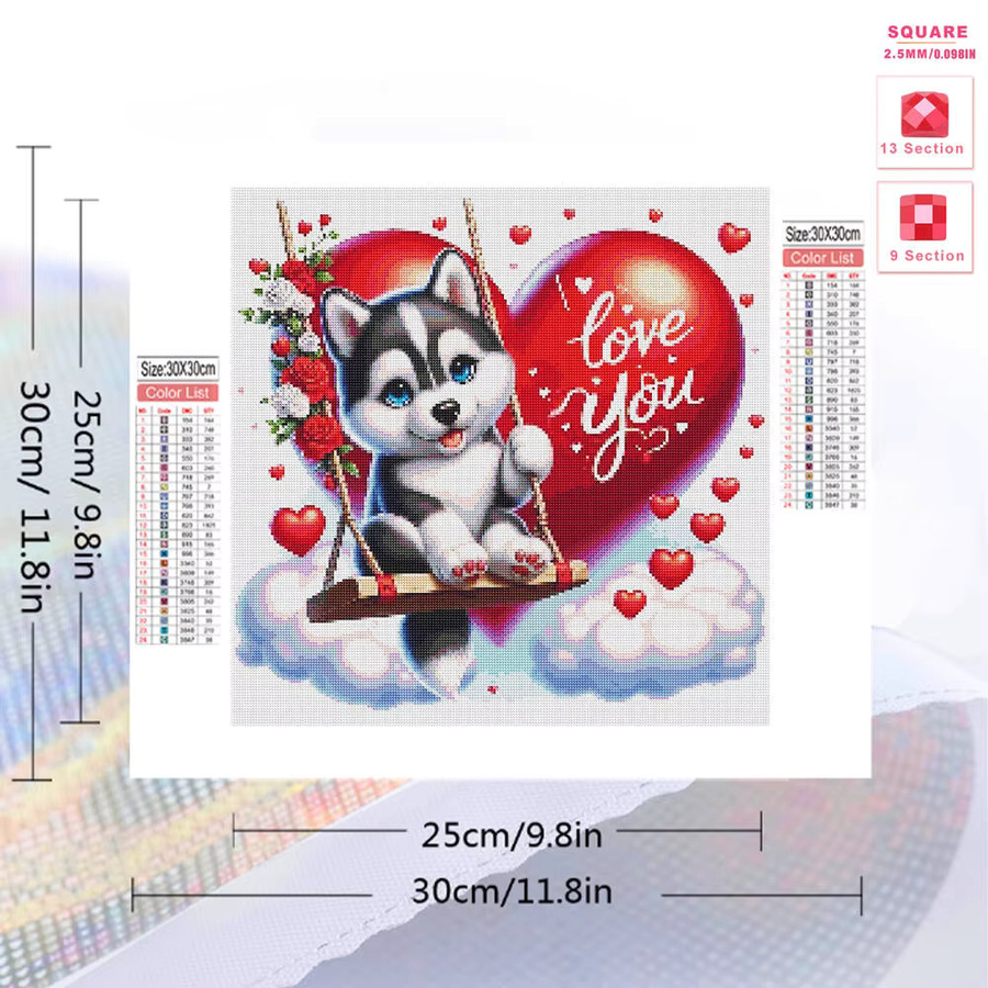 Evershine DIY Diamant-Gemälde Hund mit Liebesherz in Multicolour für Erwachsene und Anfänger - Bild 2