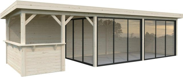 Palmako Pavillon Lenna Set 419 Slide aus Fichtenholz in Braun mit transparenten Elementen, B/H/T: 876 x 245 x 300 cm - Bild 1