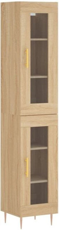 Highboard Vidaxl Sonoma-Eiche Natur Braun mit Drehtüren, B/T/H: 34,5 x 34 x 180 cm - Bild 1