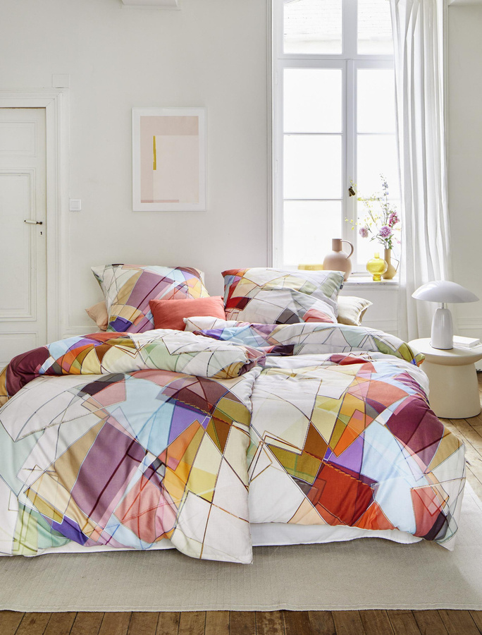 Irisette Magic Mako-Satin Bettwäsche Rauten Mosaik Abstrakt Bunt, B/H: 135 x 200 cm mit Kissenbezug 80 x 80 cm - Bild 1