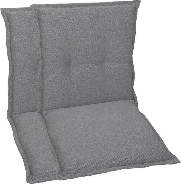 Go-De Textil Gartenauflage Uni für 2er Set Niederlehner, Grau, wasserabweisend und UV-beständig - Bild 1