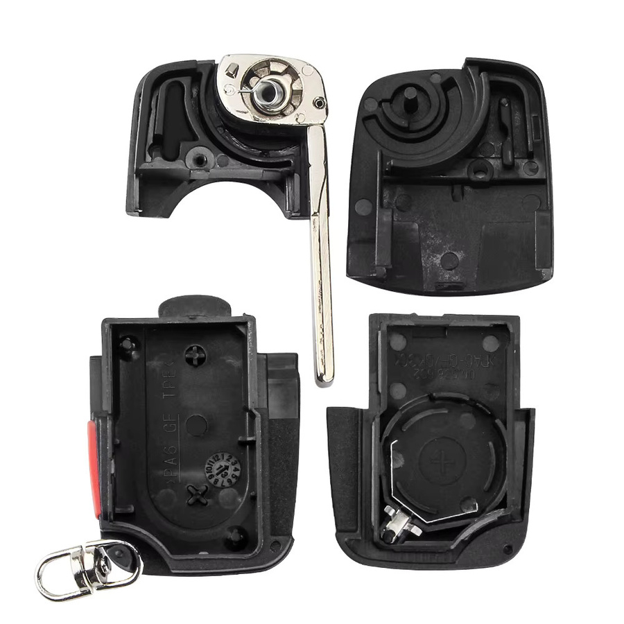 KEYYOU Auto Schlüssel Shell Flip Fernbedienung Abdeckung für Audi A2 A3 A4 A6 A8 B5 RS4 TT 1994-2004 Quattro in Schwarz mit CR1620/CR2032 Halter - Bild 3