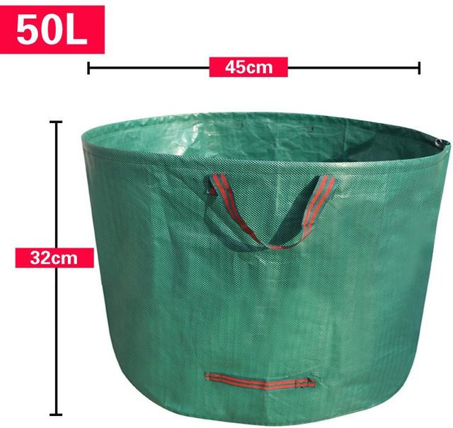 Wiederverwendbare Gartenabfallsäcke von Warm Magpie Home aus robustem PP-Industriegewebe mit Griffen, 50 l, Grau und Grün - Bild 1
