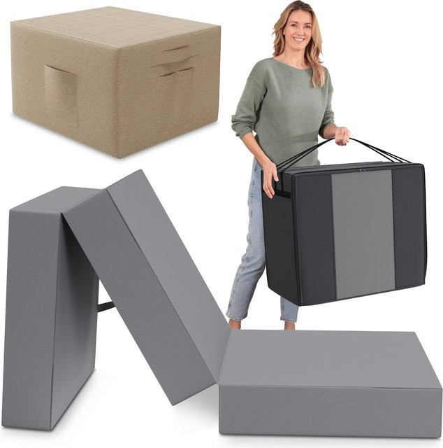 eloneo Spar-Set Klappmatratze Gästematratze Grau mit Husse Creme und Transporttasche, B/T/H: 90 x 200 x 15 cm - Bild 1