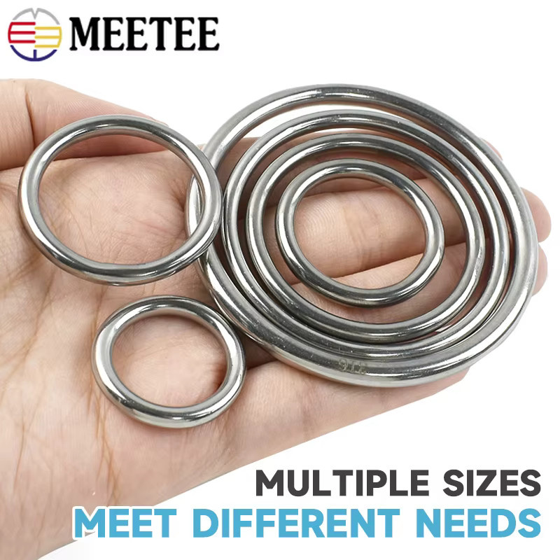 Meetee Edelstahl O-Ringe und Metallschnallen für Taschenriemen und Hundehalsband-Schlaufen DIY Hardware-Zubehör, 15-100mm, 3-5 Stück - Bild 2
