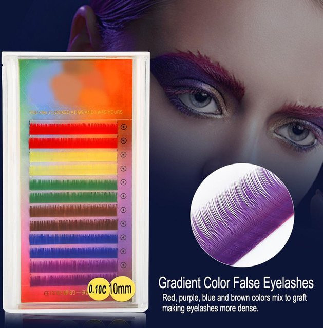 DIYelecs Falsche Wimpern Regenbogen Farbverlauf, 10mm, White, Unisex - Bild 1