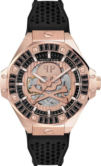 Philipp Plein Herrenuhr Skeleton Royal, Automatik, Edelstahl, Roségold, 46mm - Bild 1