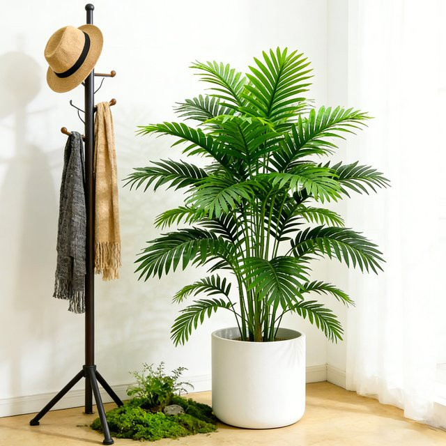 Künstliche Palme von Kmitang in Grün mit Monstera- und Kokosnussblättern aus Kunststoff, Höhe: 60 cm - Bild 1