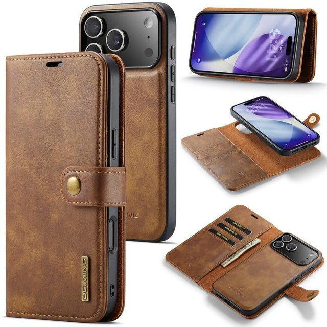 Magnetische Leder Geldbörse Handy Hülle mit Kartenfach und Klappständer für iPhone 17 Air 16 Pro Max 15 Plus 14 13 12 11 X XS XR von G.MING in Schwarz, Blau, Braun, Grau und Rot - Bild 1