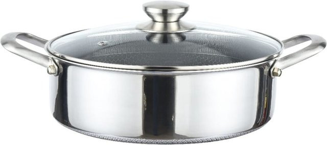 Cheffinger Casserole mit Glasdeckel und Wabenstruktur, Silber, Durchmesser: 32 cm - Bild 1