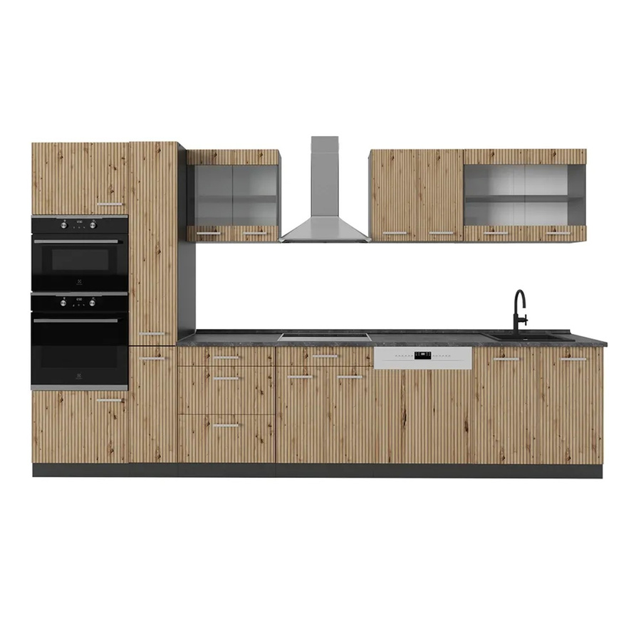 Vicco R-Line Küchenzeile Artisan-Eiche/Goldkraft Eiche, Breite: 350 cm, Höhe: 207 cm, Tiefe: 60 cm - Bild 2