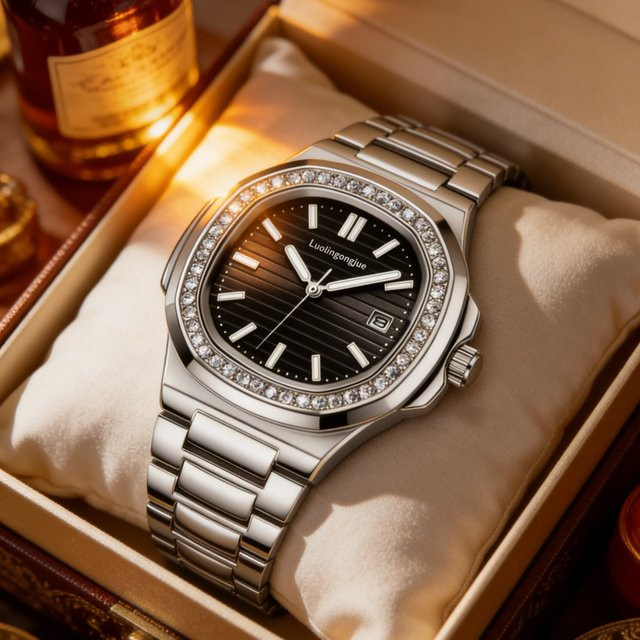 LUOLINGONGJUE Armbanduhr Automatik, Edelstahl, Diamantbesetzt, Herren - Bild 1