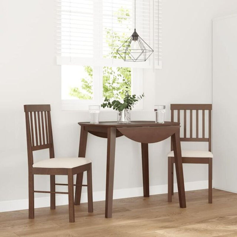 Vidaxl Esszimmerstühle Set aus 2 Stück in Braun aus Massivholz mit Polsterung und Stoffkissen im klassischen Design - Bild 1