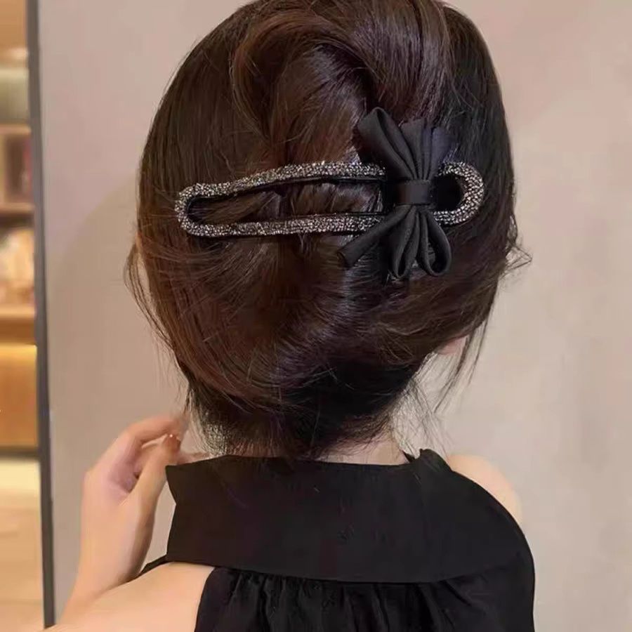 ZYFHTT Haarspange mit Strass und Schleife, Schwarz, Kinder - Bild 2