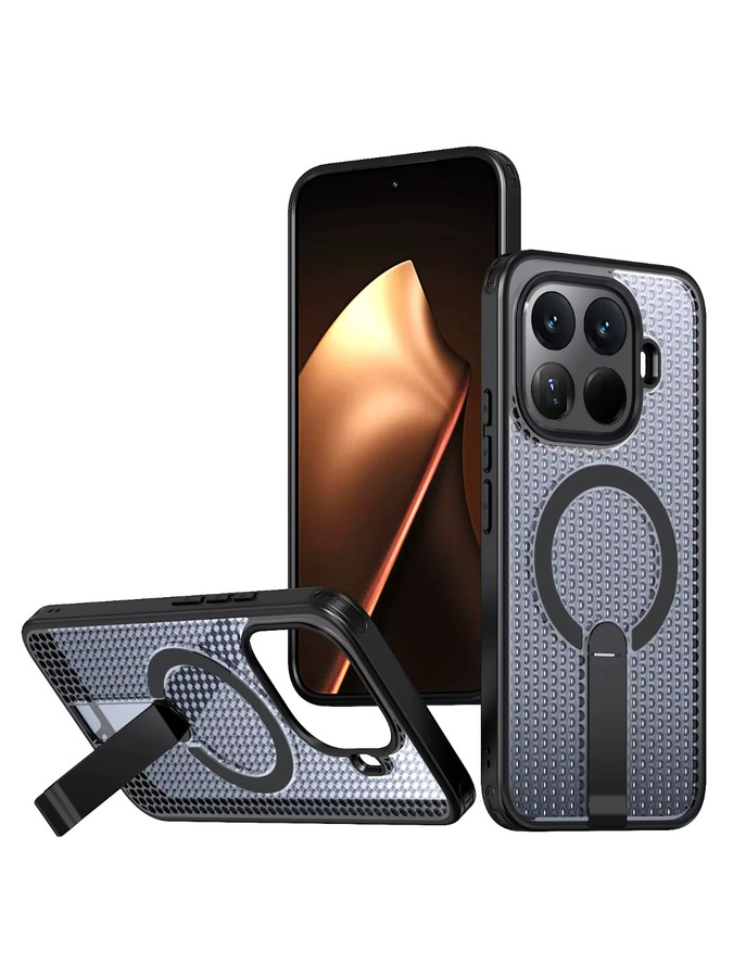 Magnetische Handyhülle für Xiaomi 17 Pro Max, 15T und 14T Pro in Schwarz mit Metallhalterung und TPU-Rahmen aus Acryl-Kunststoff - Bild 7