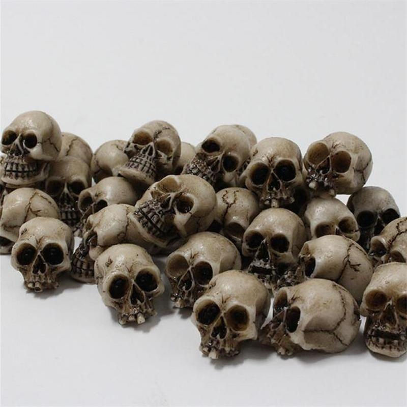 Chenxiaogang Mini-Schädel aus Kunstharz in Beige als Halloween-Dekoration für Haus und Garten - Bild 7