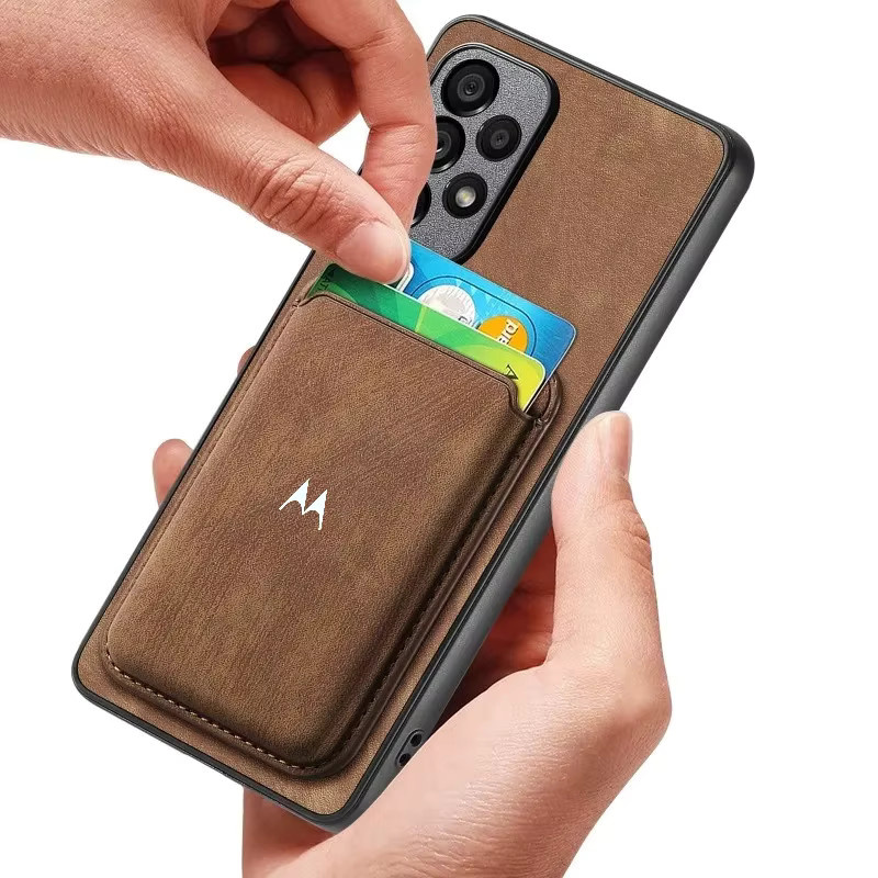 Retro Magnetische Kartenhalter Handyhülle aus Leder für Motorola Edge 70 60 50 Ultra Fusion+ X70 Air Pro in Schwarz und Braun - Bild 2