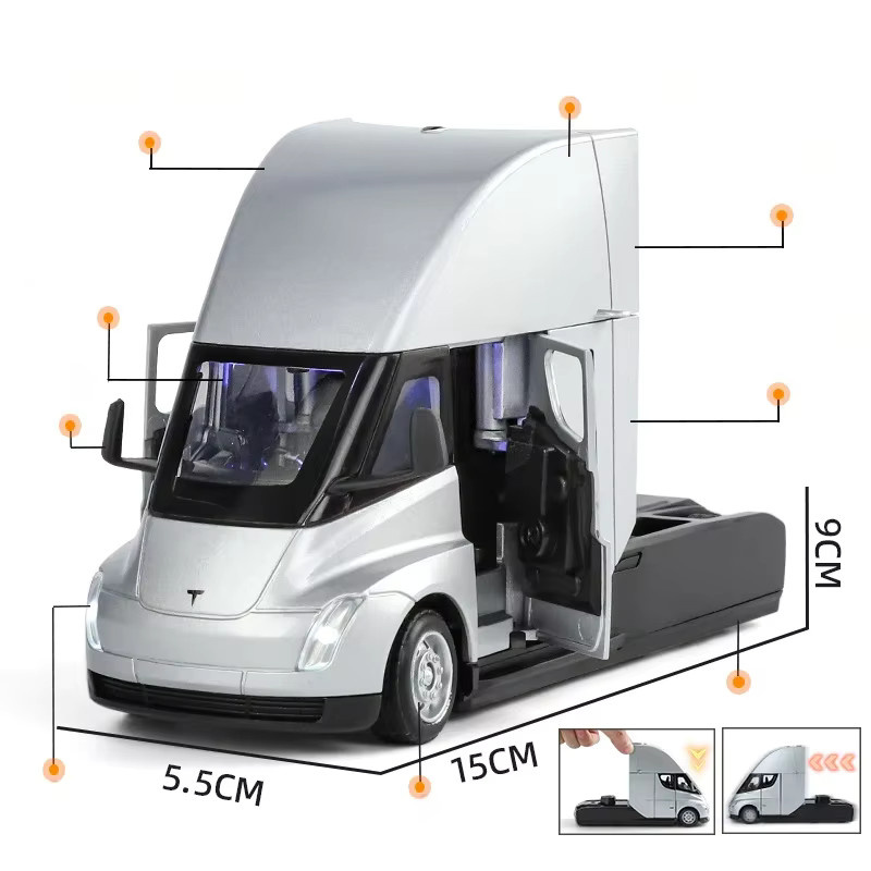 MAKEDA Semi-LKW-Kopfteil, Spielzeugfahrzeug, 1:32, Metall, mit Licht und Sound - Bild 3