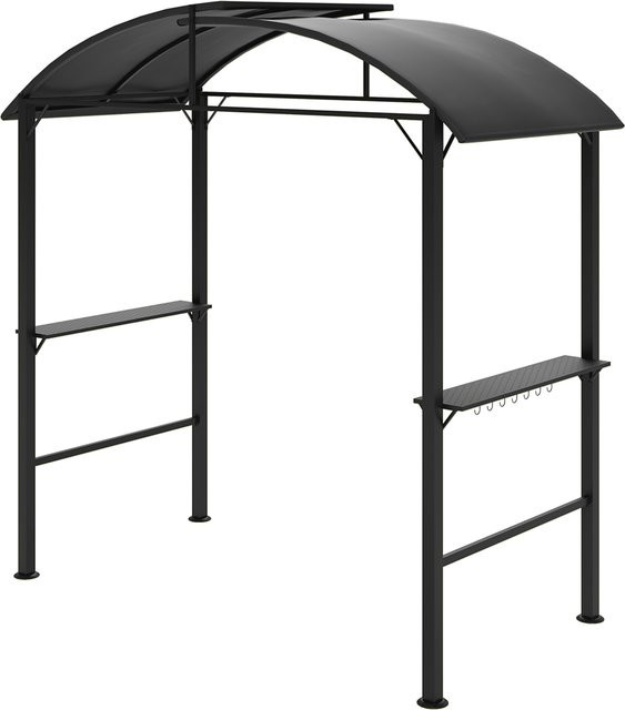 Outsunny Grillpavillon aus Stahl und Polyester in Dunkelgrau mit Doppeldach und Regalen, B/T/H: 233 x 110 x 235 cm - Bild 1