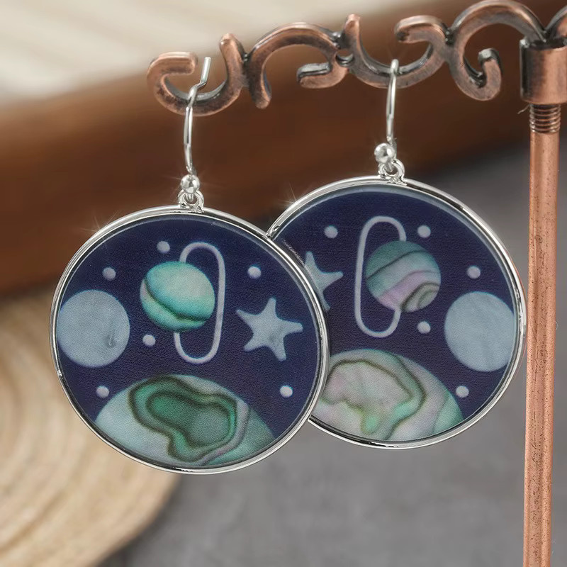 YoYo Ohrringe, Mond-Stern-Cartoon-Muster, Silber, Damen - Bild 2