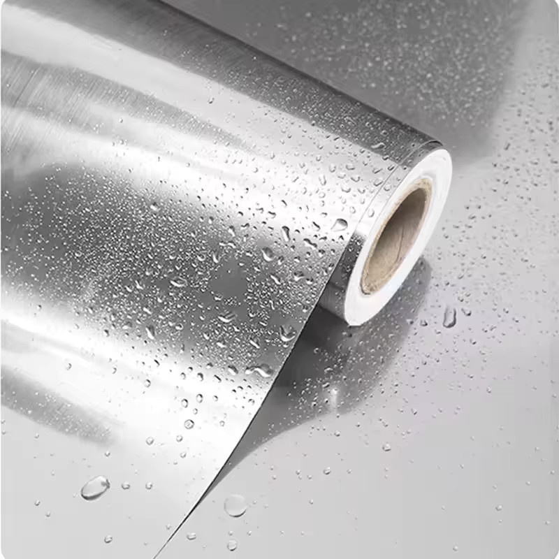 Wasserdichte und ölabweisende Vinylfolie in gebürsteter Silber-Optik aus Edelstahl-Design für Küchengeräte und Oberflächen - Bild 2