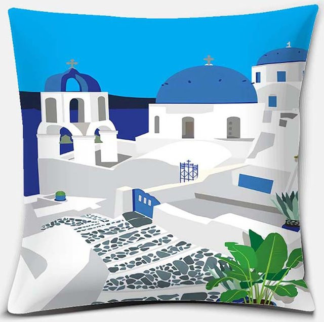 JMG Clothing Kissenbezug Santorini Serie mit Muster, quadratisch, Blau, B/T/H: 40 x 40 x 40 cm - Bild 1
