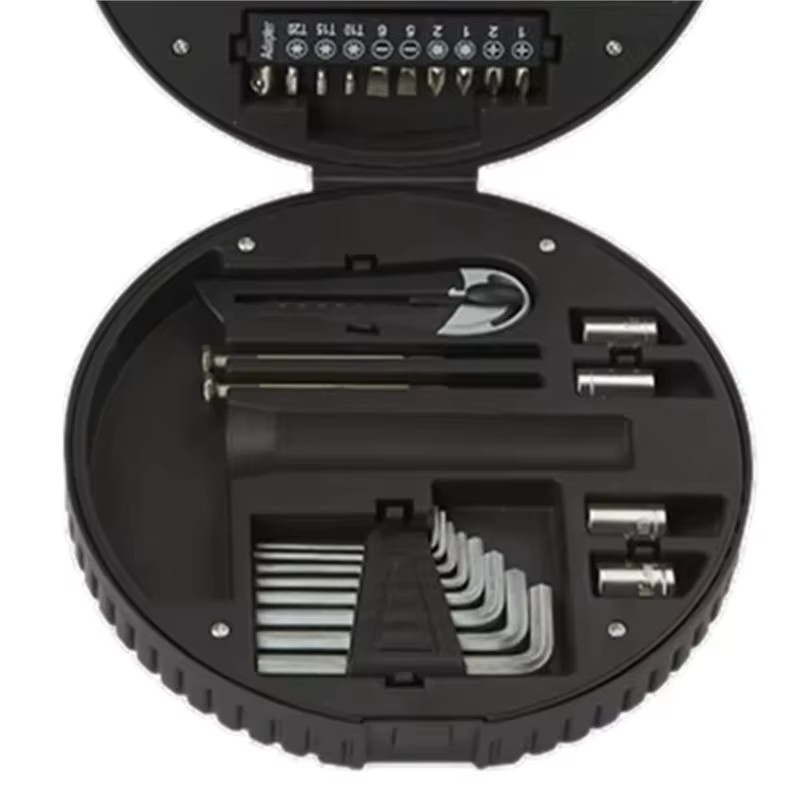 AUAU 29-teiliges Haushaltswerkzeug-Set in Schwarz mit Schraubendrehern, Bits, Sechskantschlüsseln und Steckschlüsseln inklusive Tragbarer Werkzeugbox - Bild 2