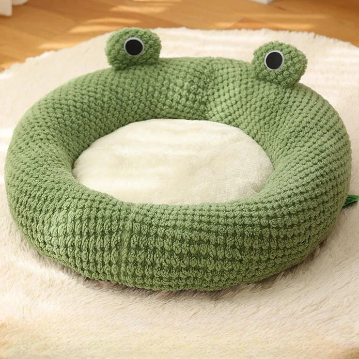Plüsch Haustiernest in Froschform für Katzen und Hunde, grün, rutschfest - Bild 3