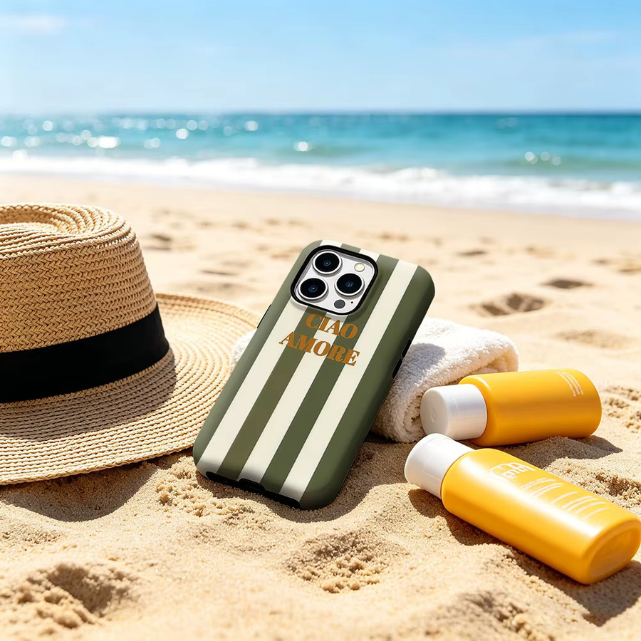 CaseChic Schutzhülle CIAO AMORE für iPhone 17 16 15 14 Plus Pro Max mit MagSafe und mattem Bumper in Khaki - Bild 5