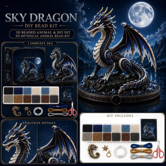 MYTHIC BEADMAGIC DIY Set 3D Perlen Tier Drachen, Bausatz, adults - Bild 1