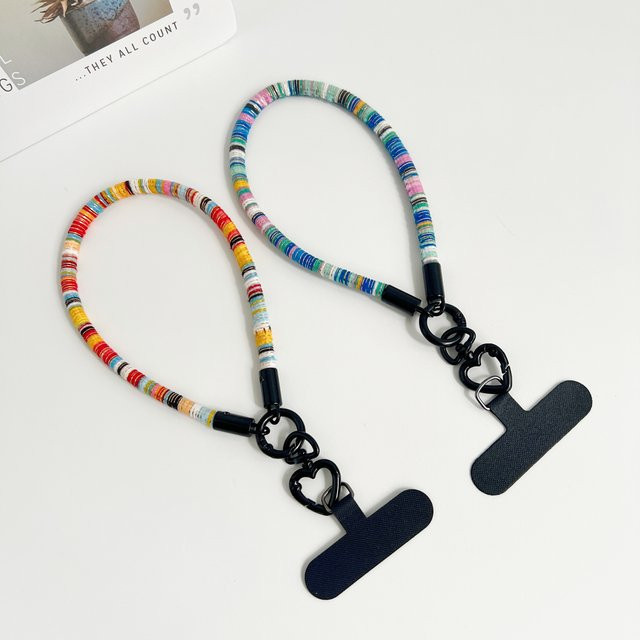 ZHANZHI DIY Stoff-Handyband in Bunt und Kariert als universelles Handgelenkband für dein Smartphone - Bild 1