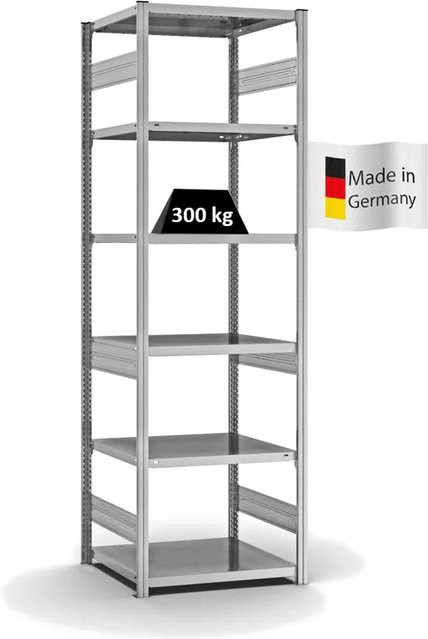 PROREGAL Fachbodenregal Stecksystem T-Profil Heavy-Duty, verzinkt, 6 Ebenen, beidseitig nutzbar, Höhe: 250 cm, Breite: 75 cm, Tiefe: 60 cm - Bild 1