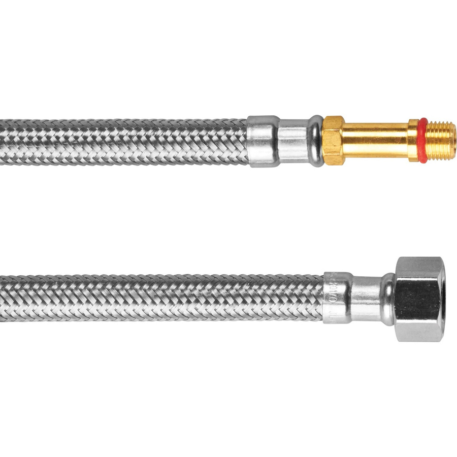 LUX-TOOLS Flexschlauch für Armaturen aus Edelstahl in Chrom/Silber, G 3/8 Zoll x M10, Länge: 35 cm - Bild 2