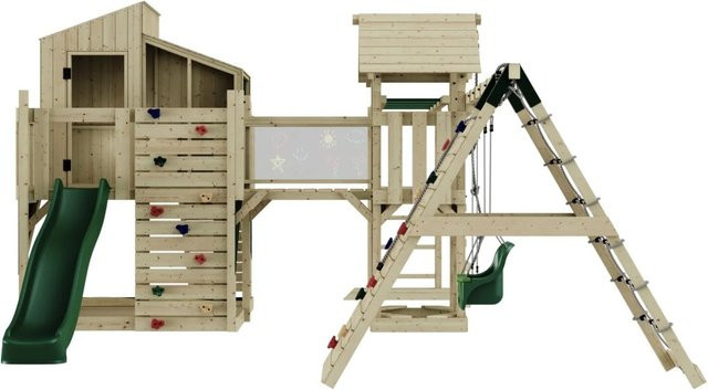 OutdoorToys Spielturm Gustav mit Babyschaukel in Dunkelgrün aus Holz - Bild 1