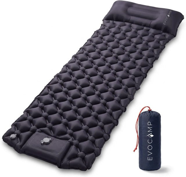 Evocamp Ultraleichte Isomatte mit integrierter Pumpe und Kissen, selbstaufblasende Luftmatratze, B/T/H: 195 x 60 x 5 cm - Bild 1