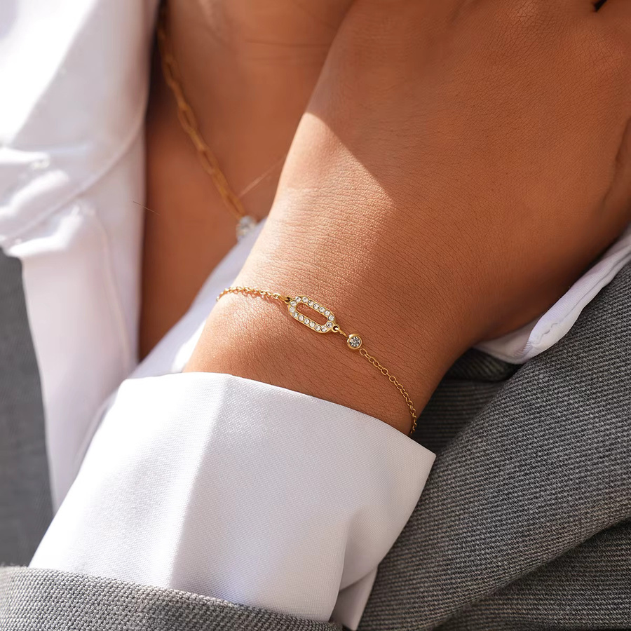 Uself Armband Edelstahl, 18 Karat vergoldet, Zirkonia, Damen - Bild 3