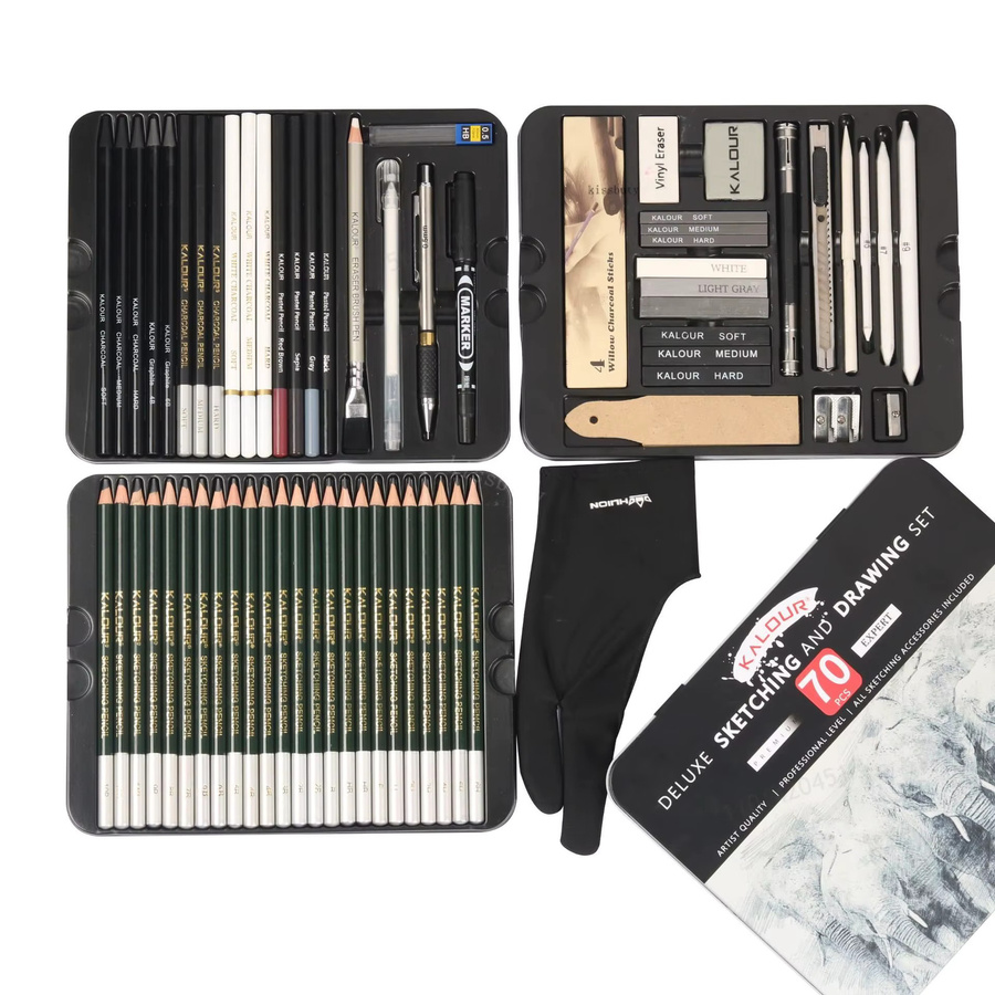 Professionelles 70-teiliges Kunst-Malset mit Graphit-Bleistiften und Skizzen-Werkzeugen in Mehrfarben - Bild 7