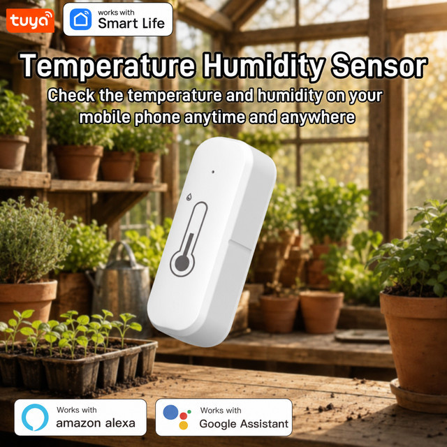 Tuya Temperatur- und Feuchtigkeitssensor mit WLAN- und Bluetooth-Konnektivität in Weiß - Bild 1