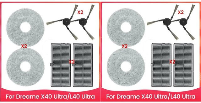 Dreame Zubehör-Set für X40 Ultra und L40 Ultra Roboter-Staubsauger mit Seitenbürsten, HEPA-Filtern und Mopptüchern in Blau - Bild 1