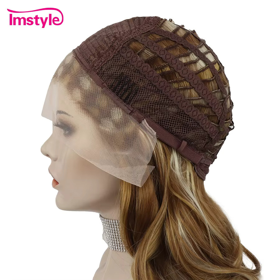Imstyle Lace-Front-Perücke, braun, Highlight-Blond, gewellt, 40,6 cm - Bild 2