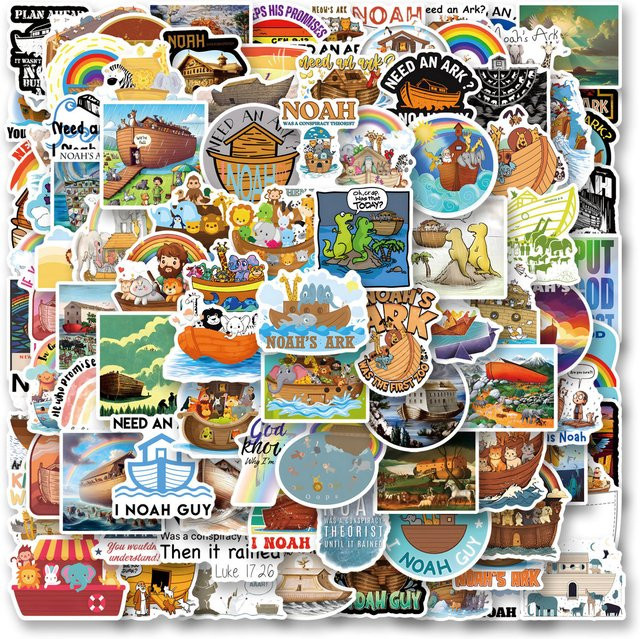 100 Stück Noahs Ark Aufkleber Set in Multicolour für Laptop, Telefon und Scrapbook DIY Graffiti - Bild 1