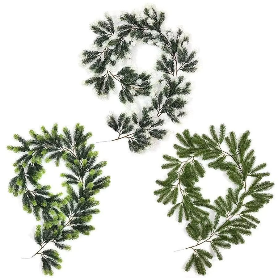 ZQCY Künstliche Rattan-Weihnachtsgirlande in Grün und Weiß für Garten, Wand und Party-Dekoration - Bild 5
