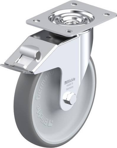 Blickle Lenkrolle LE-TPA 200R-FI mit Feststeller in Grau und Silber, Rad-Durchmesser: 200 mm, Tragfähigkeit: 250 kg - Bild 1