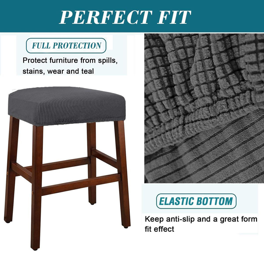 Yiran Furniture Barhockerbezug aus Jacquard-Stoff, elastischer Sitzbezug für Schminkhocker und Tresenhocker, rechteckig - Bild 4